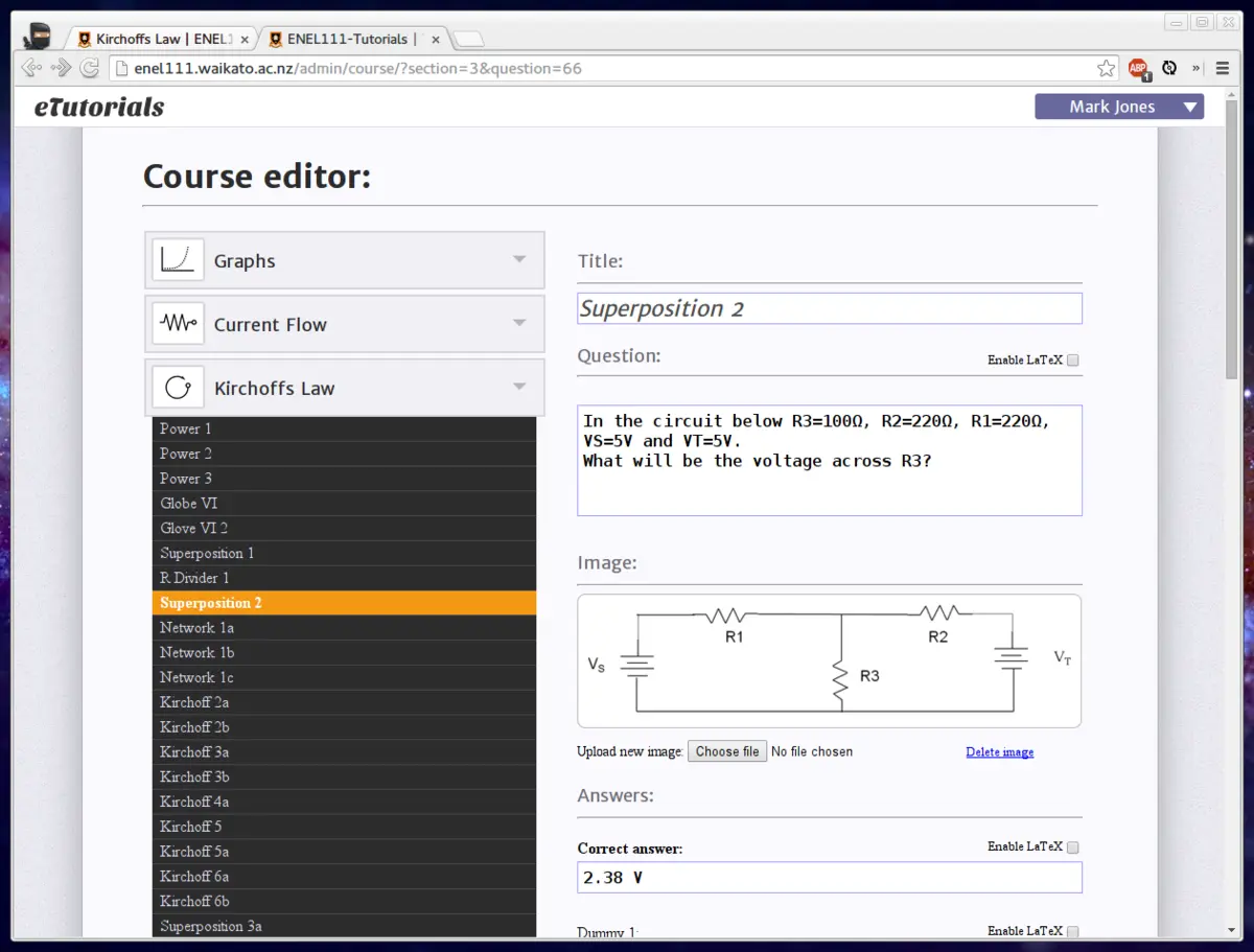 eTutorials course editor screenshot